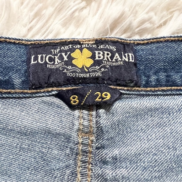Lucky Brand The Boyfriend Short Distressed Cut-off Blue Jean Shorts Size 8/29 - Picture 4 of 10